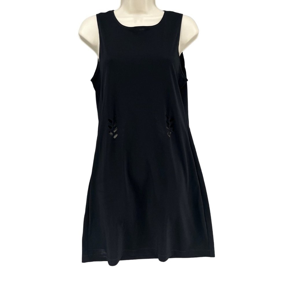 Nicole Miller Mini Dress Black Sleeveless Polyester Cut Out Detail Size M